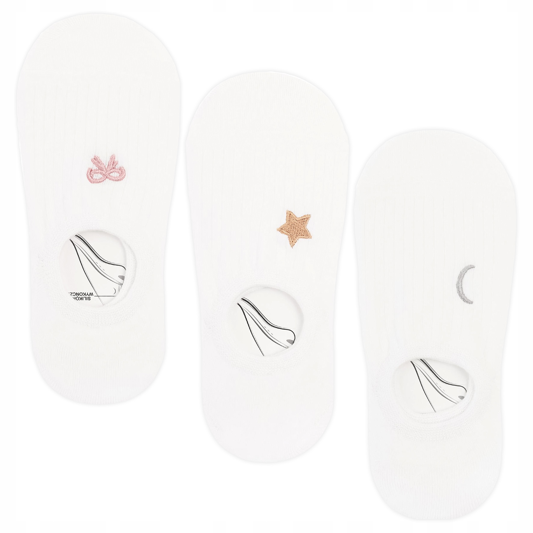 Moraj Balerínky krátké ponožky s proužky a výšivkou, 3 Páry 35-38