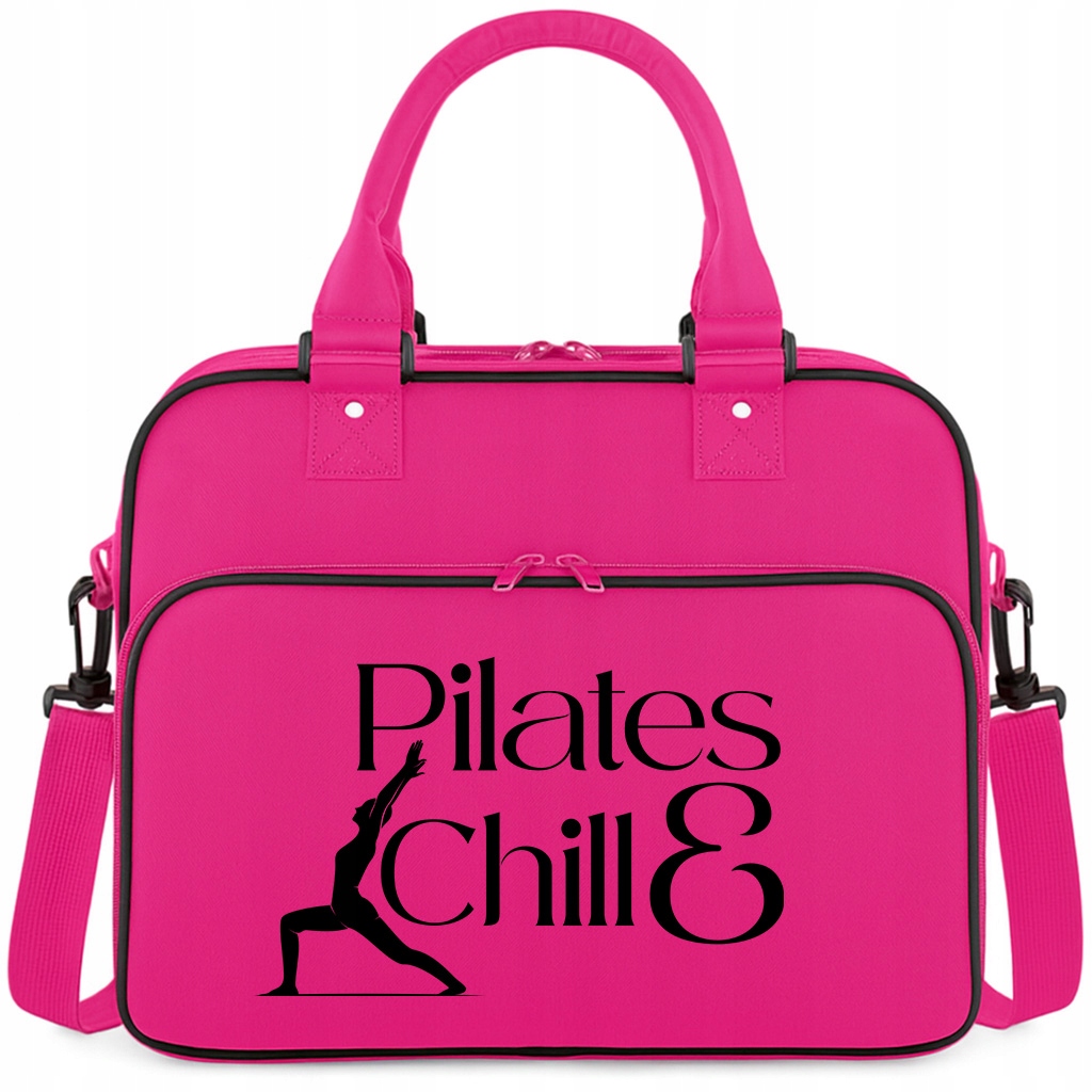 Torba Różowa Pilates & Chill Pojemna Na Siłownię Trening Fitness Pilates