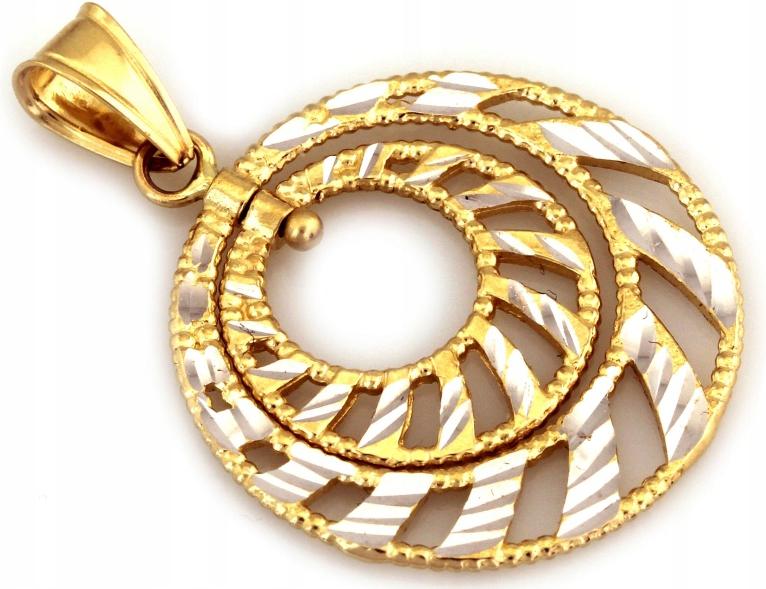 Zlatý přívěsek 585, kulatý, ažurový, pohyblivá kolečka, přívěsek, módní vzor