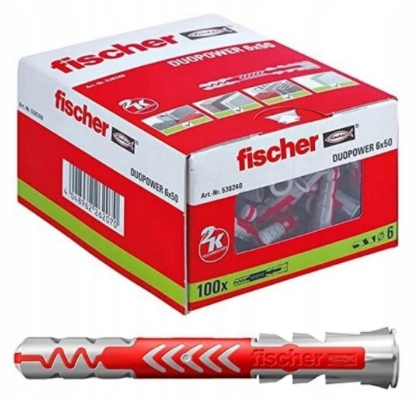 

Kołki Fischer Duopower kołek koszulka 6x50 100 szt