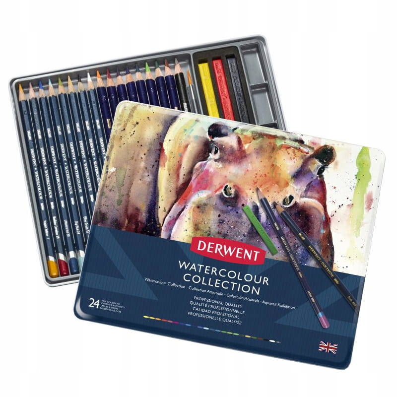 Pastelky akvarelové Derwent 24 ks Sada Watercolour Collection v pouzdro
