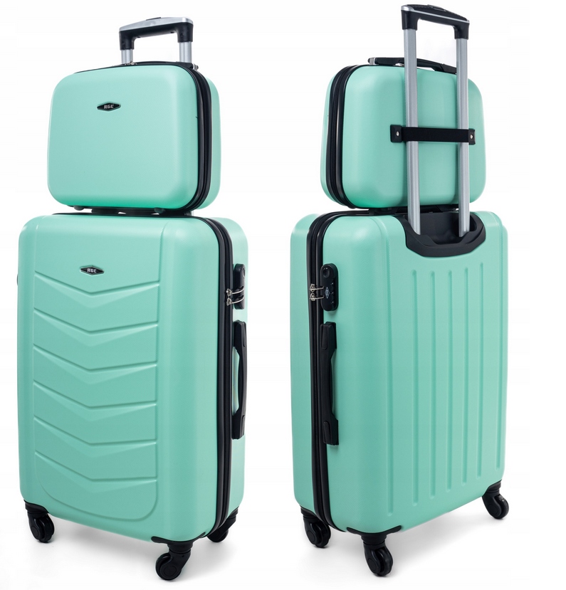 Zestaw 2W1 Walizka Średnia Kuferek Bagaż Rgl Miętowy
