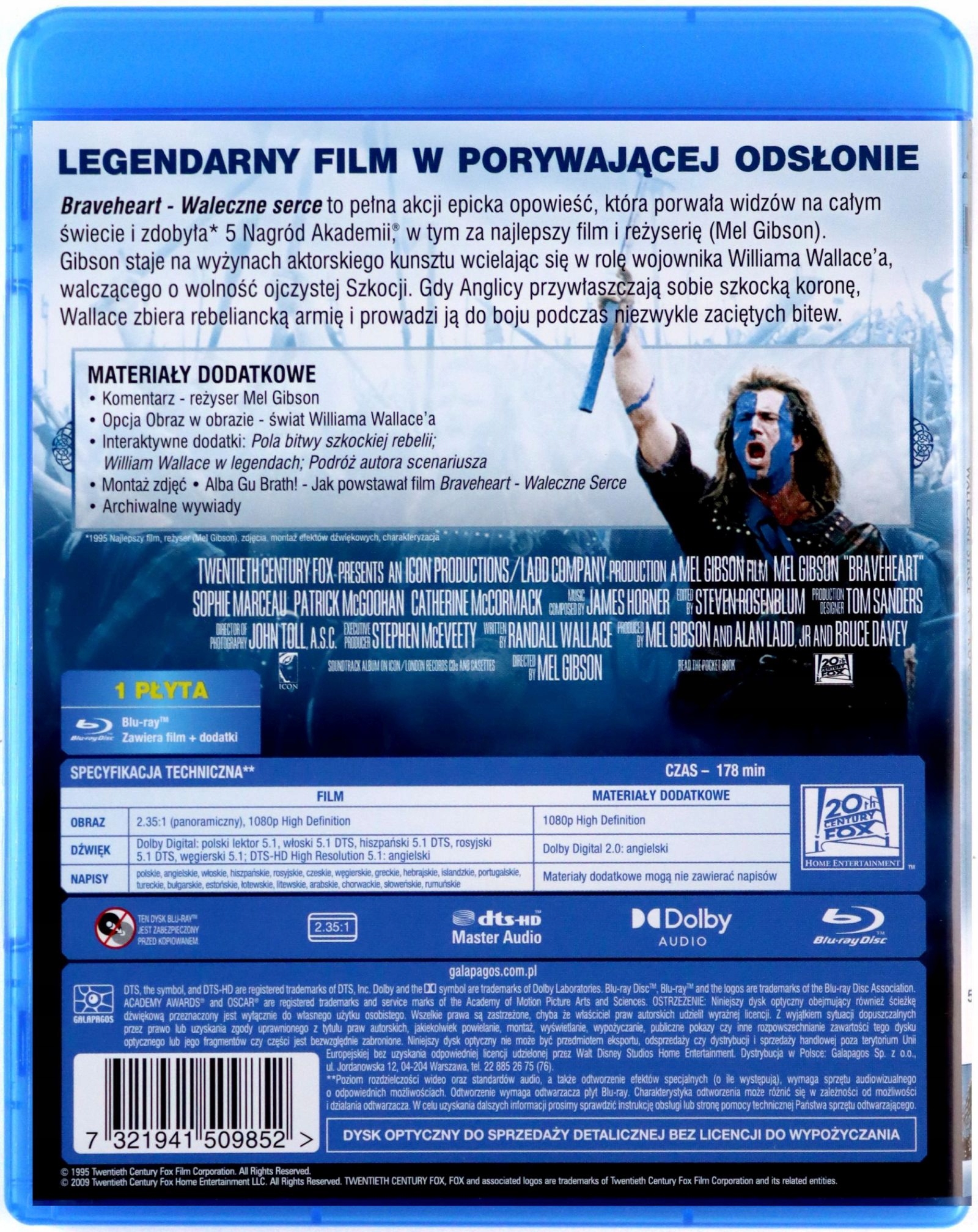 BRAVEHEART - WALECZNE SERCE (BLU-RAY) Stan opakowania oryginalne