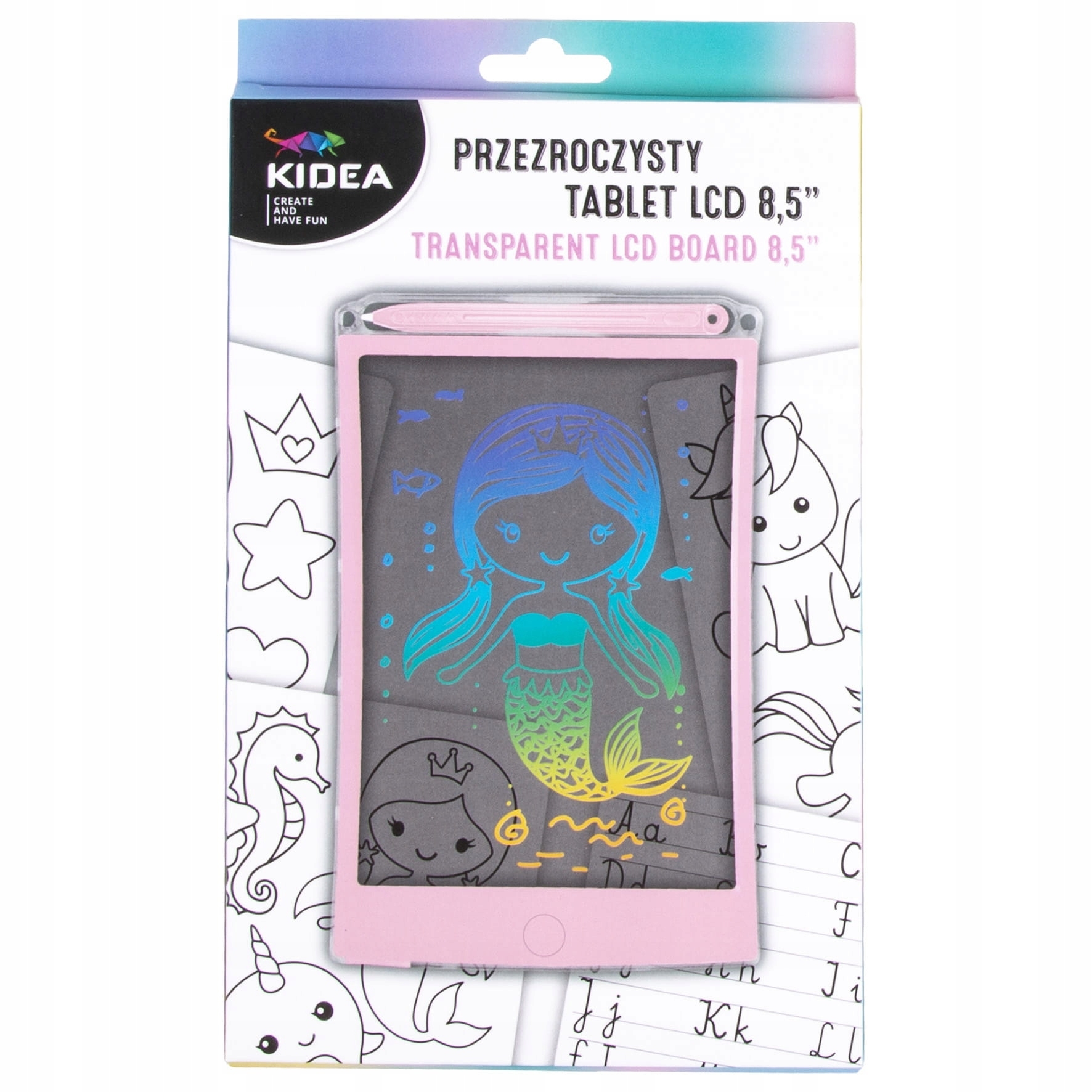 

Przezroczysty tablet LCD 8,5", różowy