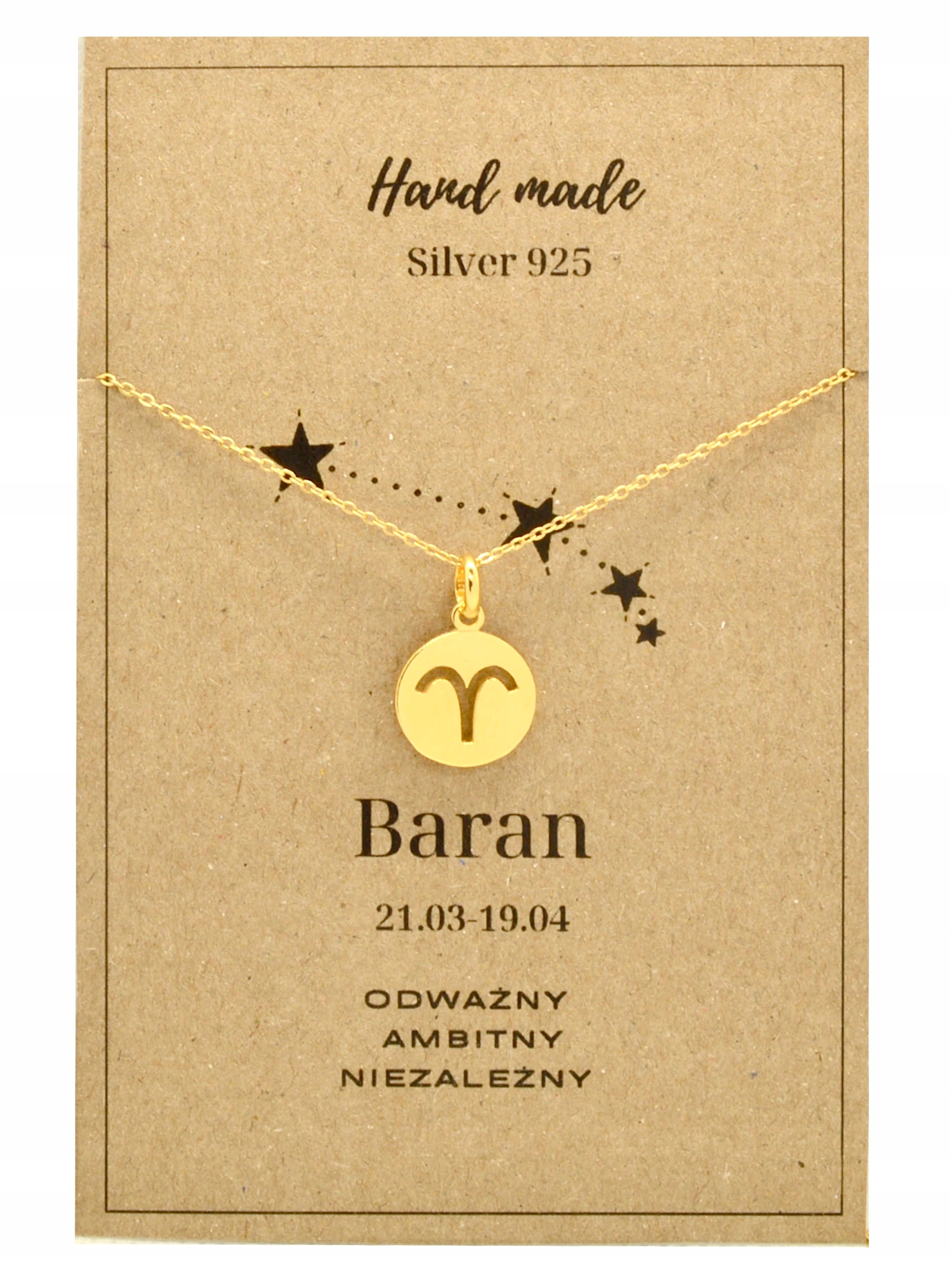 

Naszyjnik Znak Zodiaku Baran Srebrny Pozłacany