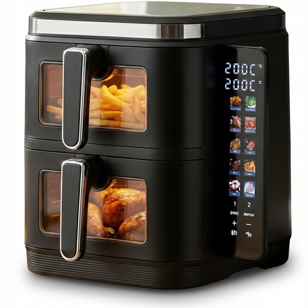 Frytkownica Beztłuszczowa Dwukomorowa 11L2800W Airdweller Air Fryer Czarna