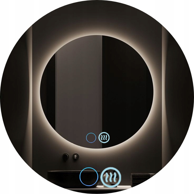 Okrúhle Zrkadlo 90 CM Led S Dotykovým Spínačom A Vykurovacou Podložkou Proti Dvojici