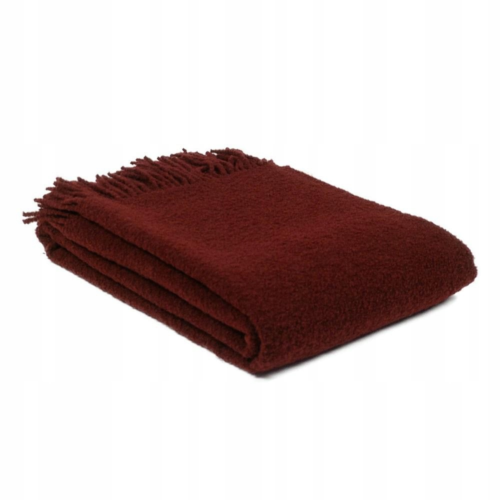 Vlněná deka merino Bukle 140x200 vínová s třásněmi