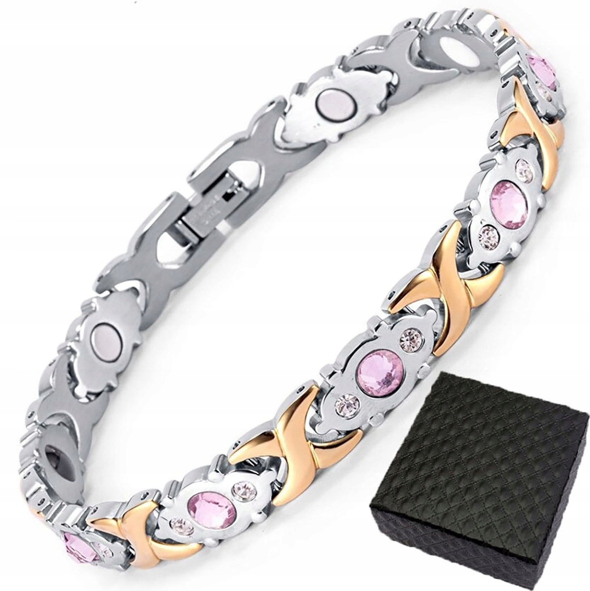 BRANSOLETKA MAGNETYCZNA ZDROWOTNA DAMSKA STAL 316L