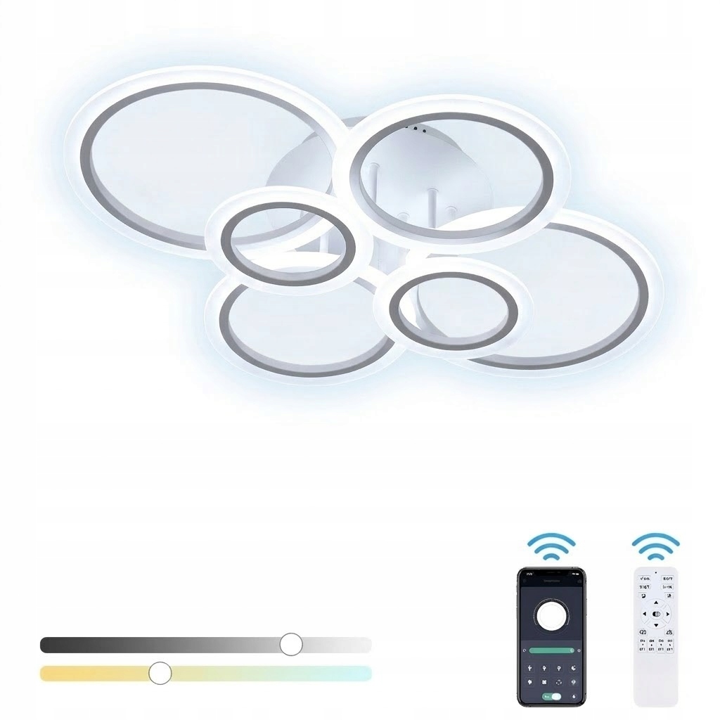 Lampa Sufitowa Plafon Led Z Pilotem Nowoczesna Salonu Biała 48W 3000K-6500K