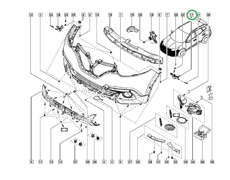 WSPORNIK ŚLIZG ZDERZAKA RENAULT KADJAR LEWY OE Strona zabudowy przód