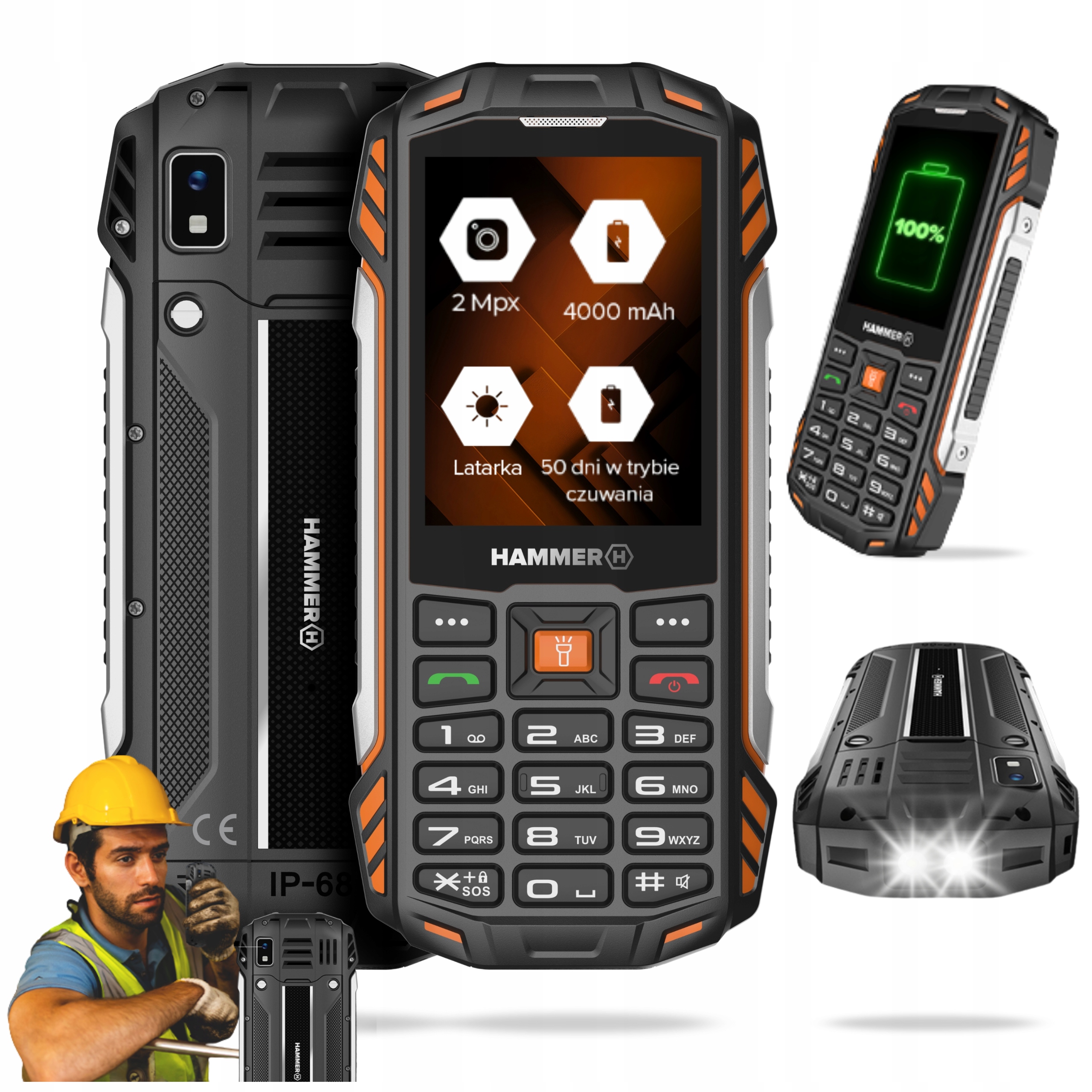 Hammer Power Plus Lte Telefon Komórkowy Wodoodporny Mocny Pancerny Limited