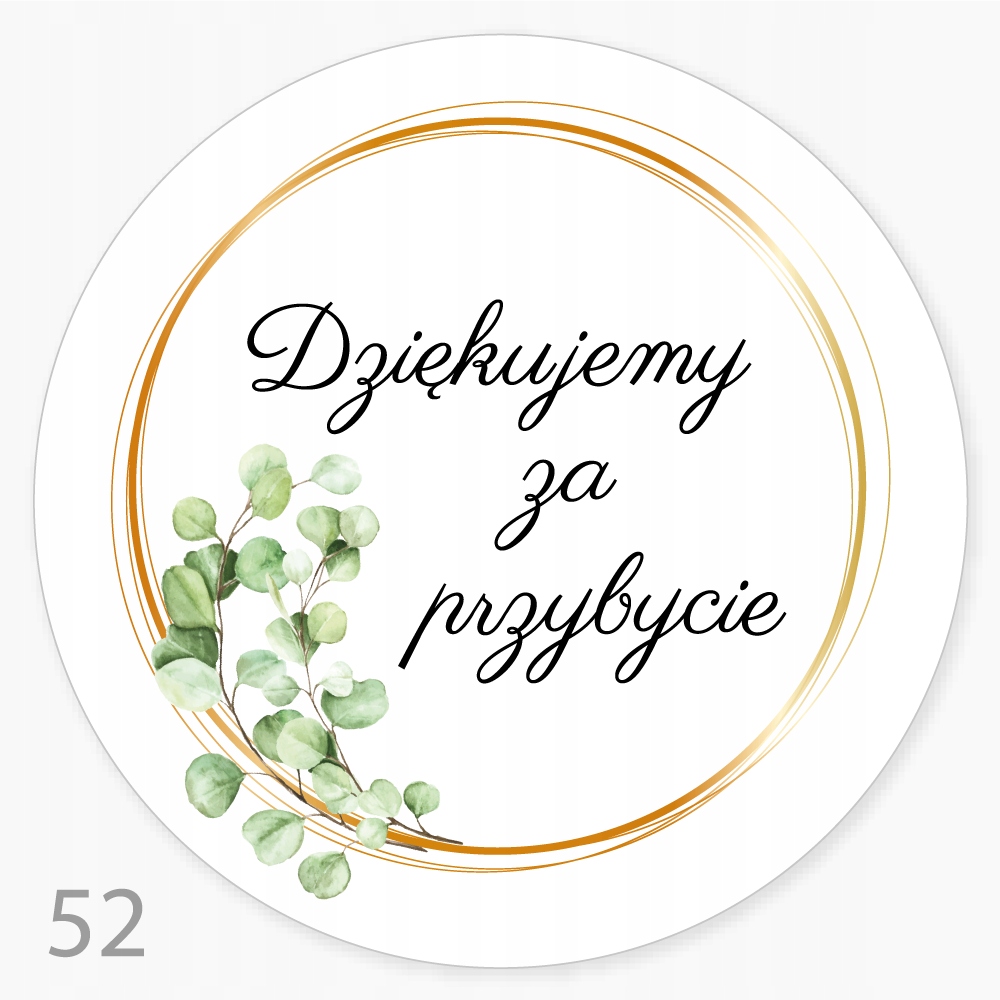 

Naklejka, Ślub Dziękujemy Za Przybycie fi55 48szt