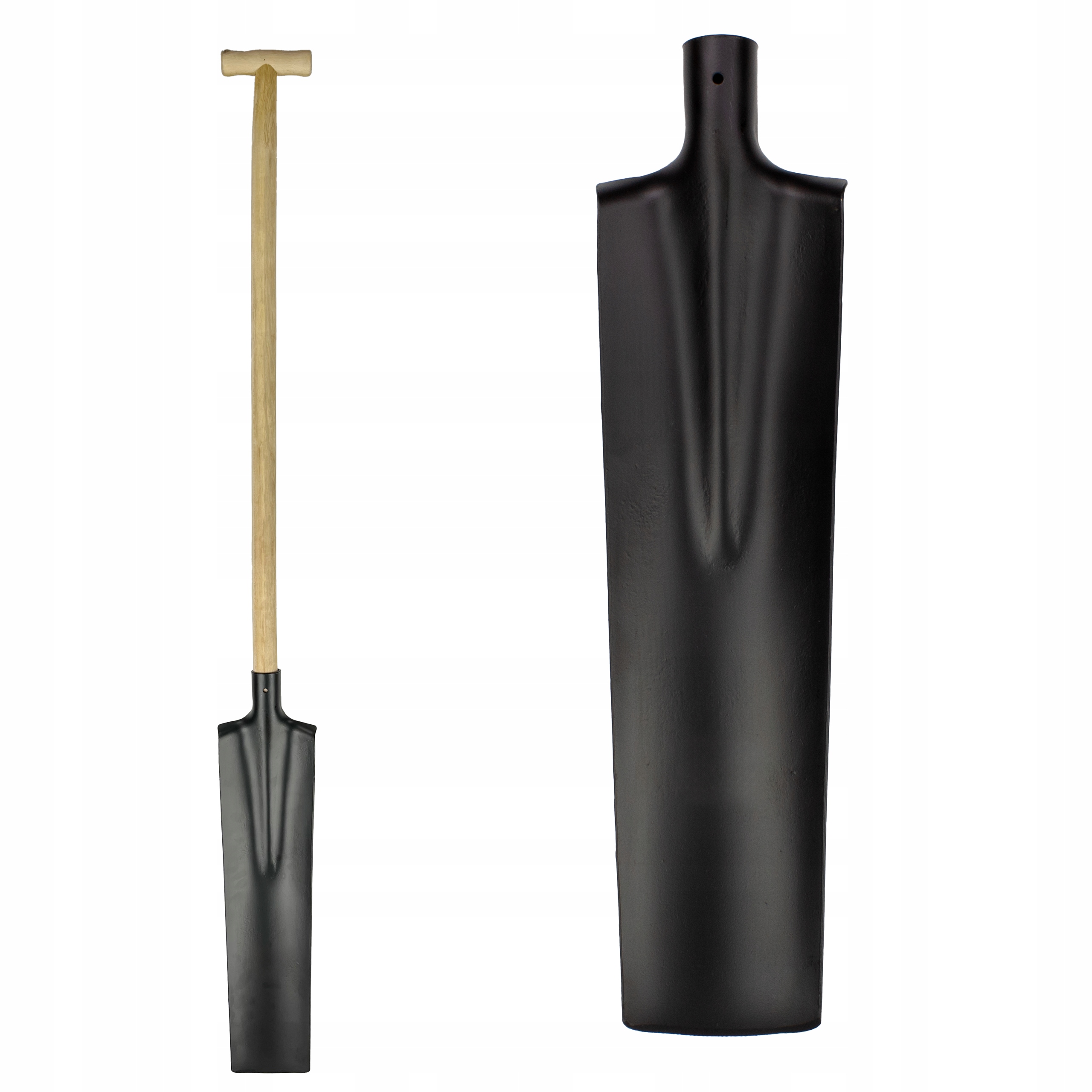 Rýč dlouhá 52 cm, drenážní s dřevěnou násadou, 100 cm, pro zahradu