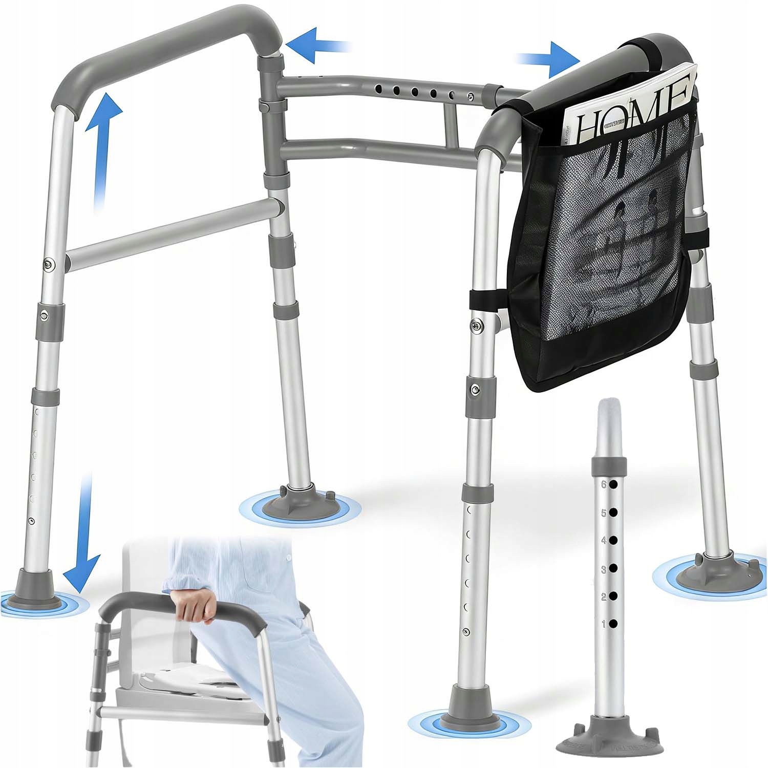 Poręcz Do Toalety Uchwyt Asekuracyjny Wc 6 Regulacja Wysokości Dla Seniora