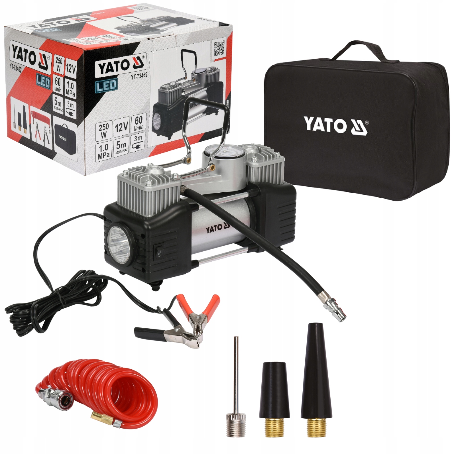 

Kompresor Samochodowy Z Lampą Led, 250W Yato