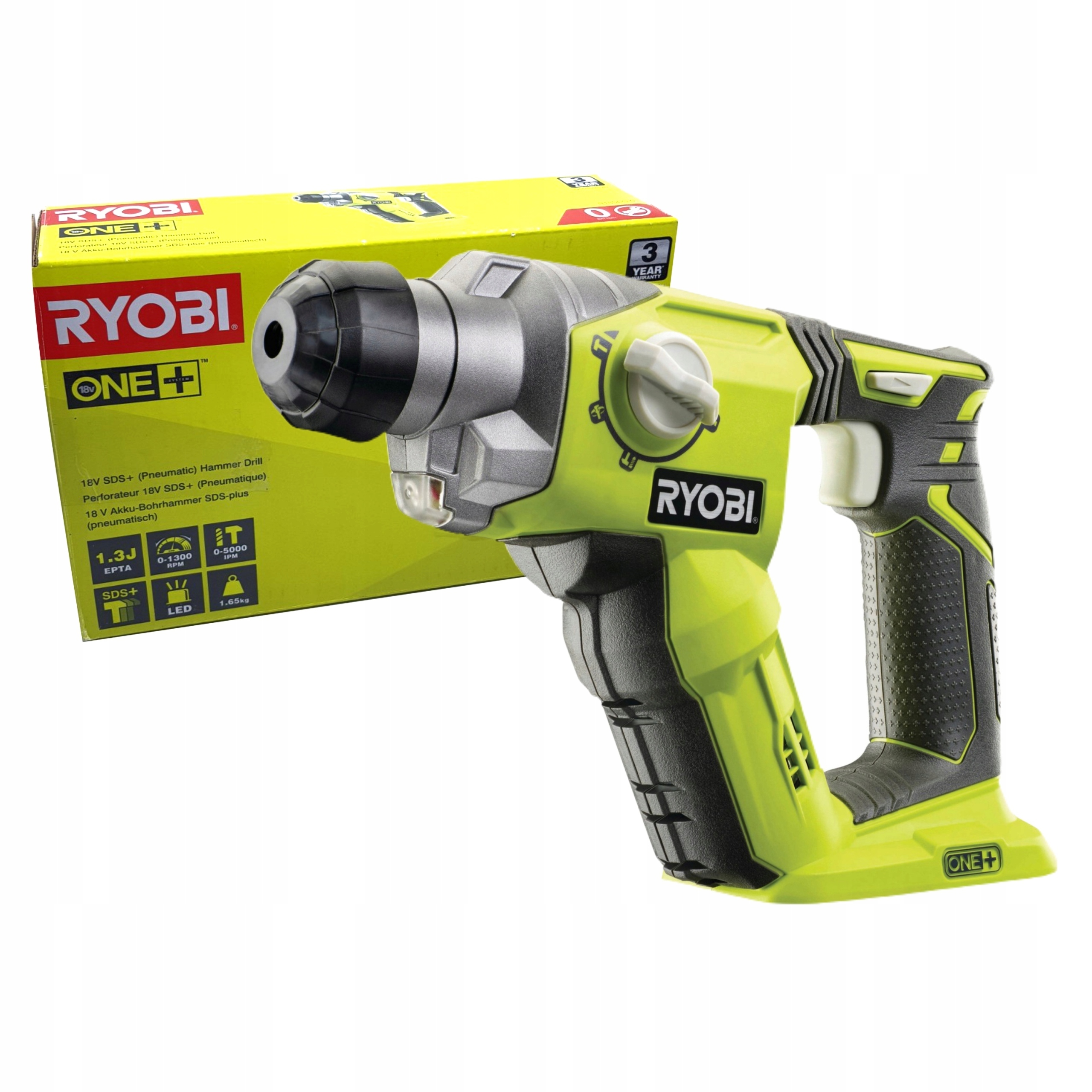 Ryobi R18SDS Akumulátorová Příklepová Vrtačka 18V Sds+ Kladivo 1,3J
