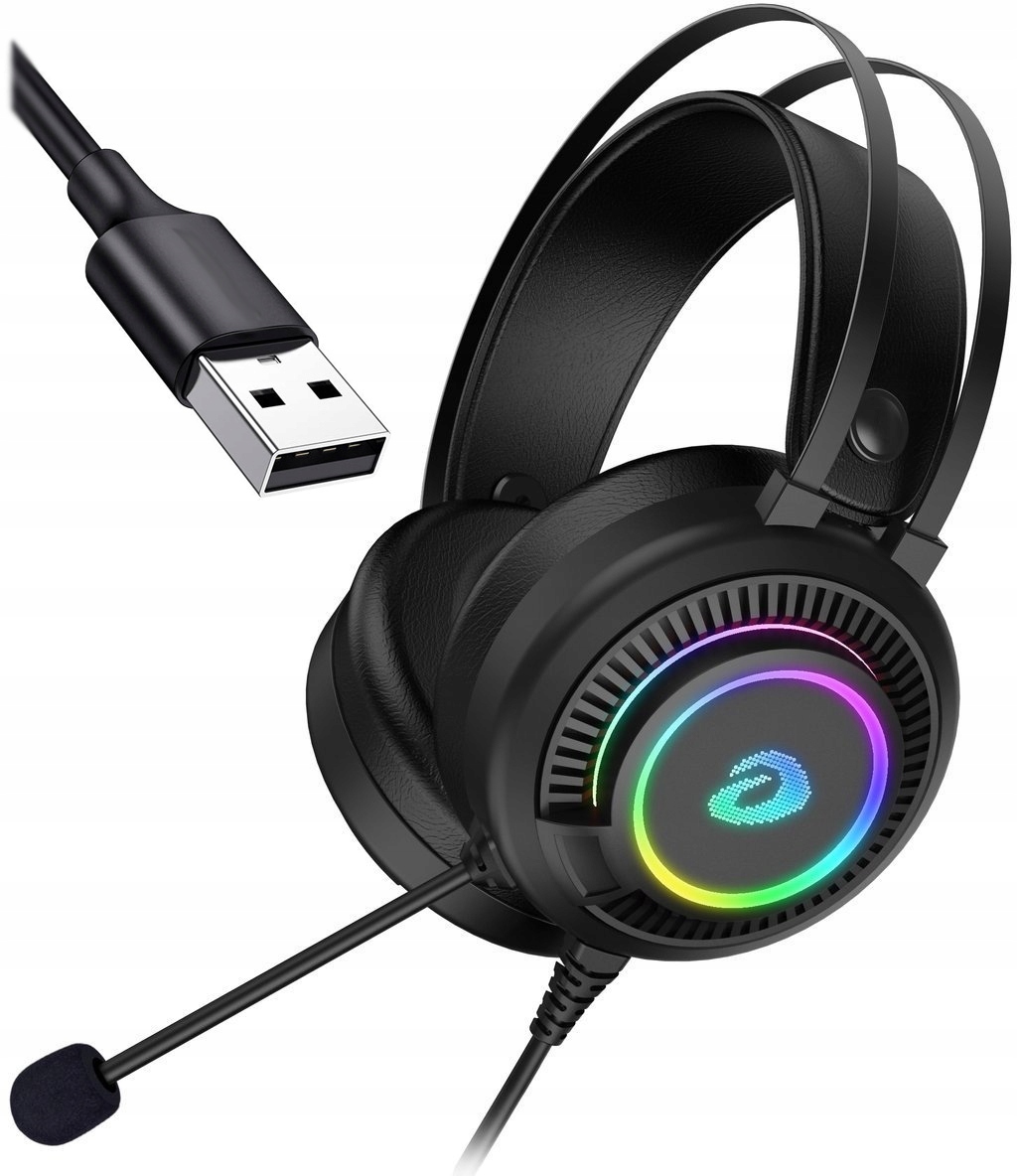 

Słuchawki Z Mikrofonem Gamingowe Na Usb Rgb Pc PS4