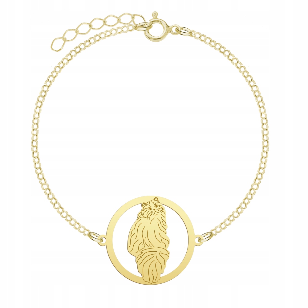 Zlatý náramek Kočka Skotská Straight 925 Řetízek Šperky Gravírování