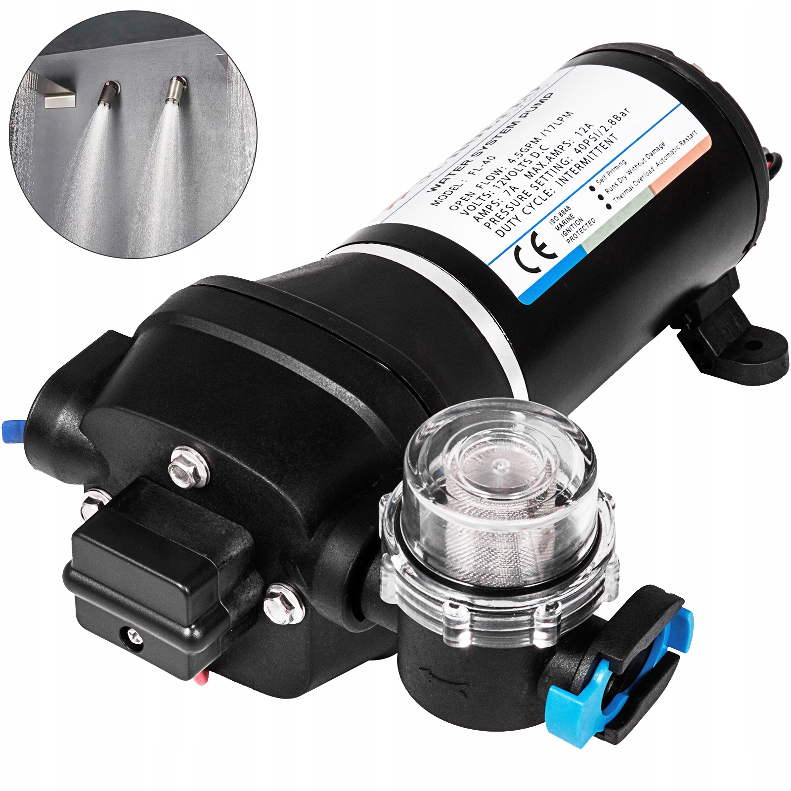 Tlaková membránová pumpa na vodu 14 l/min 12 V 2,76 bar