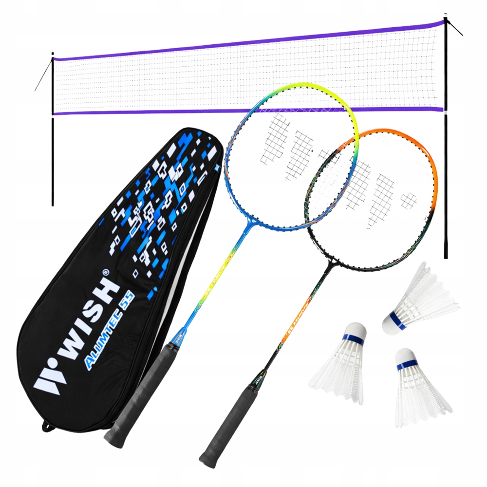 Sada 2 raket 3 Míčky v obalu síťka na Badmintonovou hru 620 cm