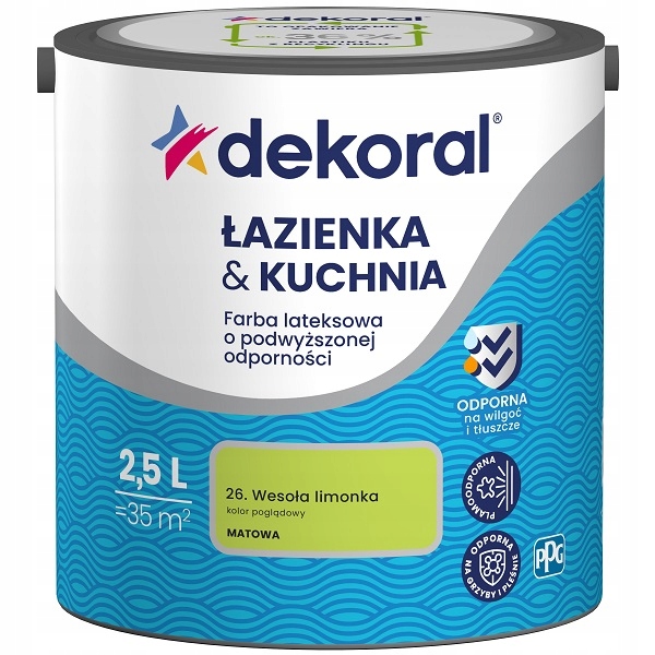 DEKORAL ŁAZIENKA KUCHNIA wesoła limonka 2,5L