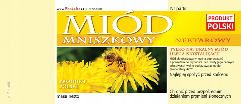 

Etykiety na Miód Mniszkowy (100szt) wzór E1015