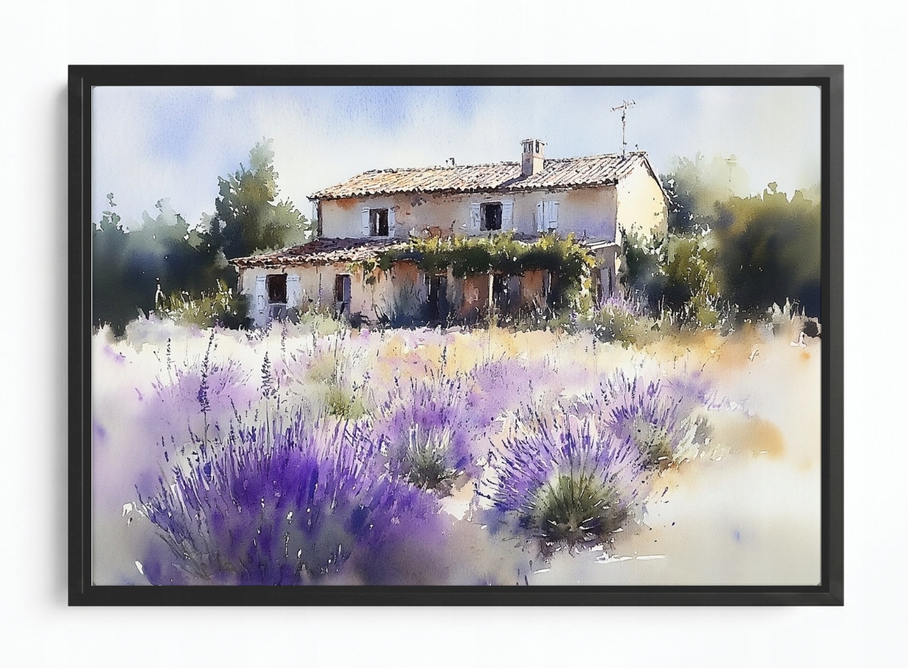 Obraz Rám Americká Krajina Vesnice Francie Dům Vila Zahrada Levandule 60x40