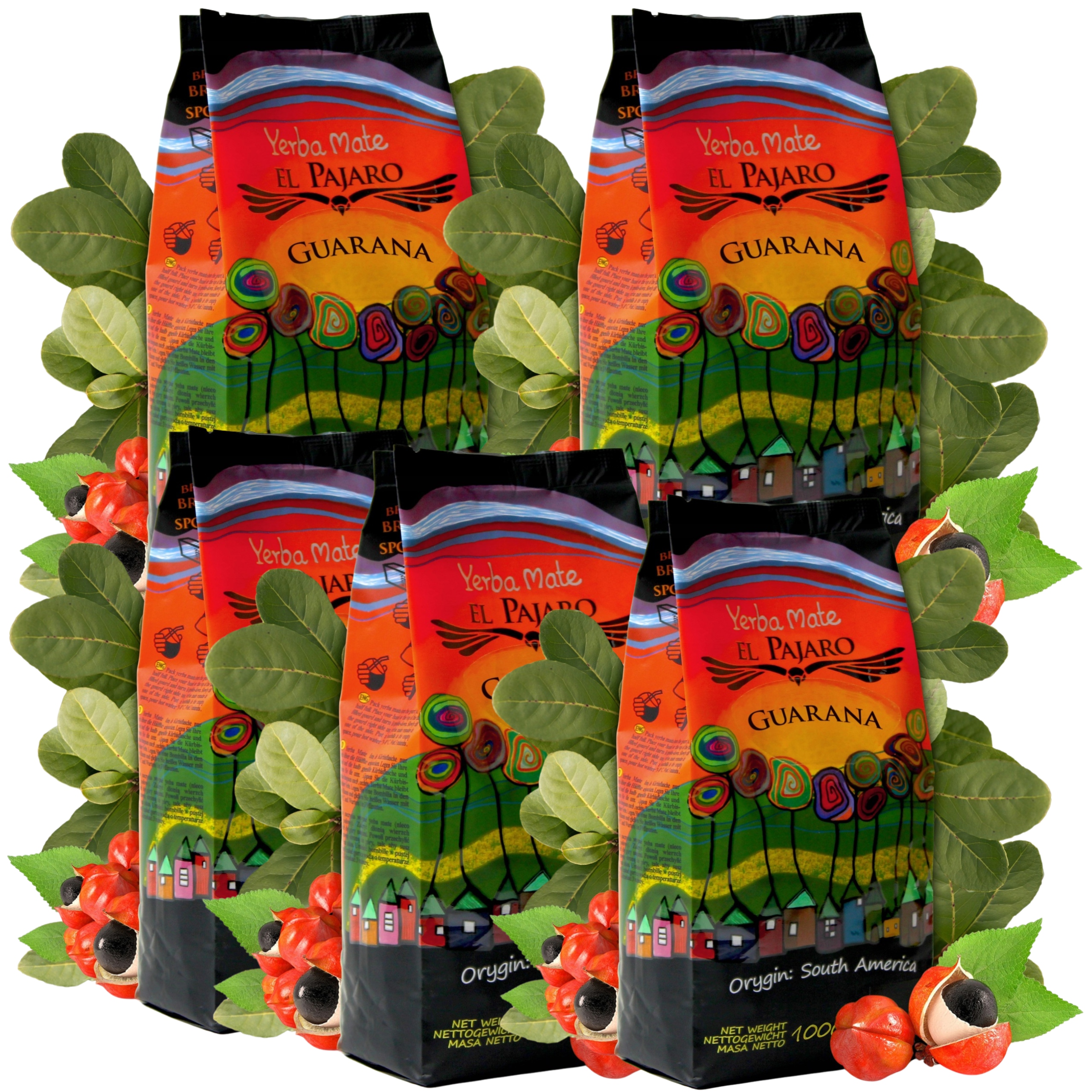 Levně Yerba Mate El Pajaro Guarana 5x 1 kg Potega Paraguayské yerby 5 kg