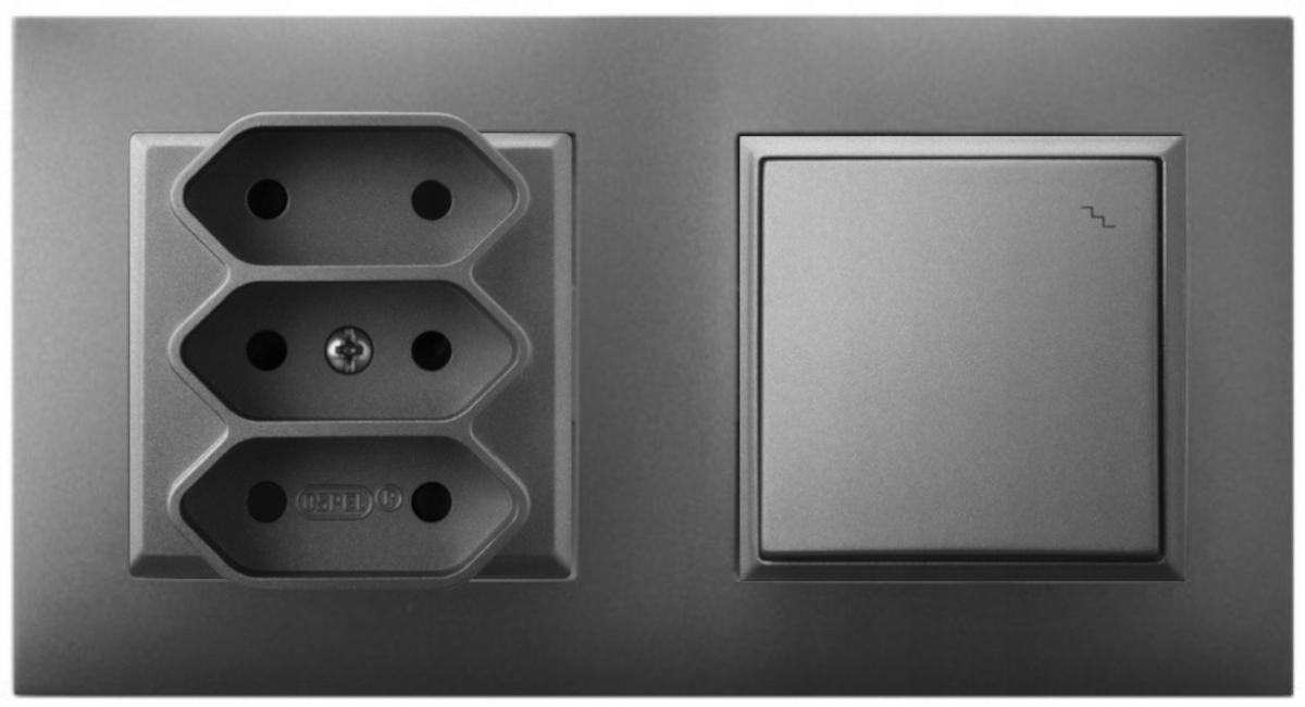 GNIAZDO POTRÓJNE Z WŁĄCZNIKIEM DO SYPIALNI SZARY