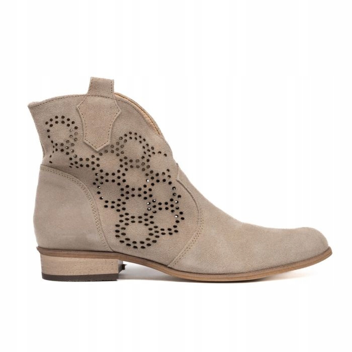 Cappuccino Kotníkové Boty Kovbojské Boty Semiš Ažur Optimo 36