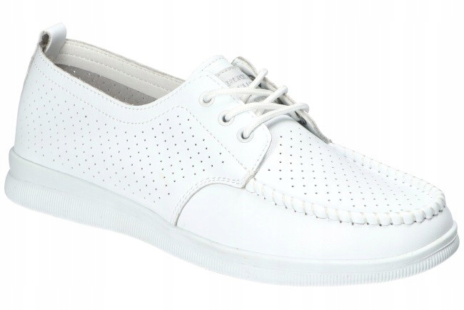 American Club RL154 Originální Kožené Mokasíny Dámské Boty Bílé 39