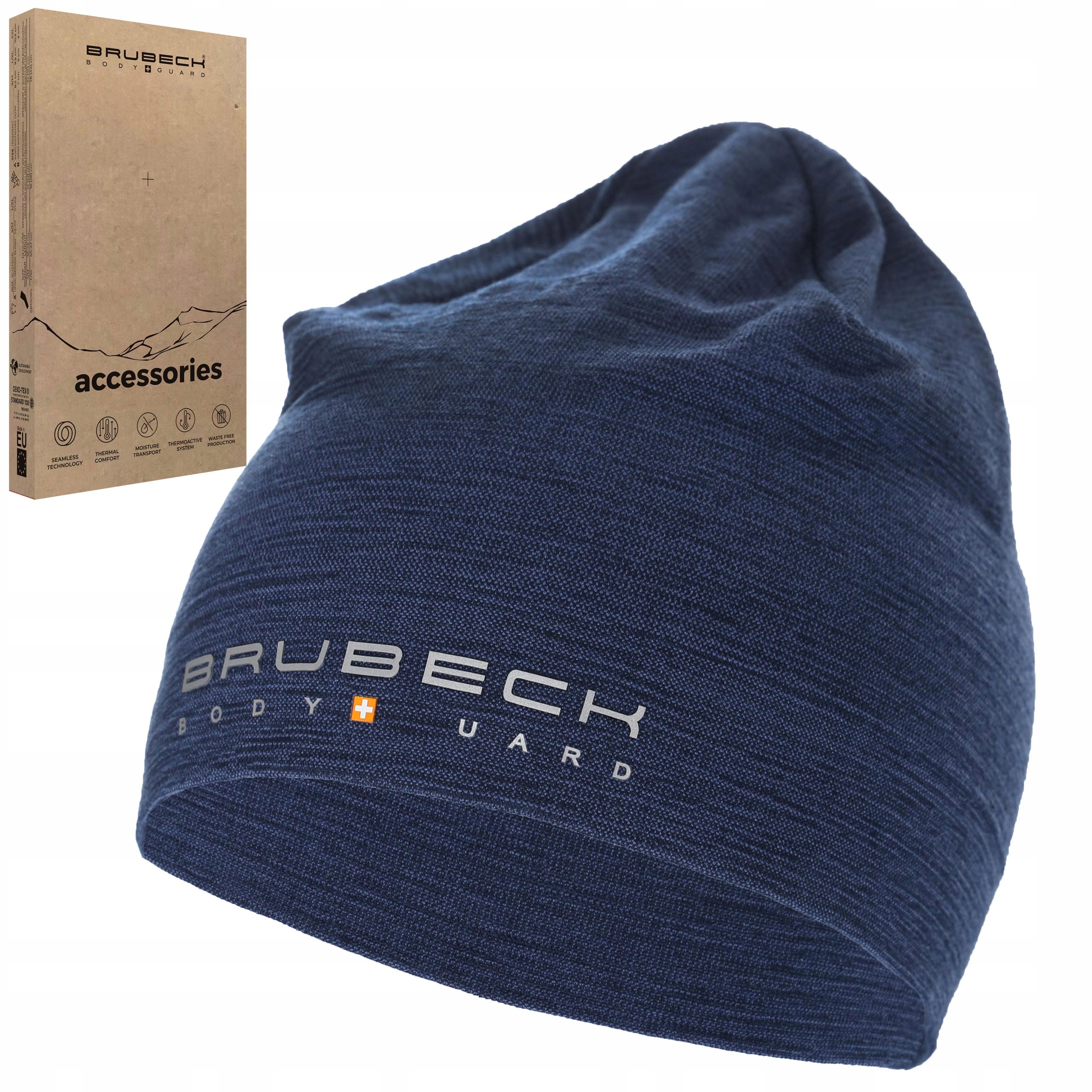 Czapka Termoaktywna Do Biegania thermo Na rower Z merino Wool Brubeck -s/m
