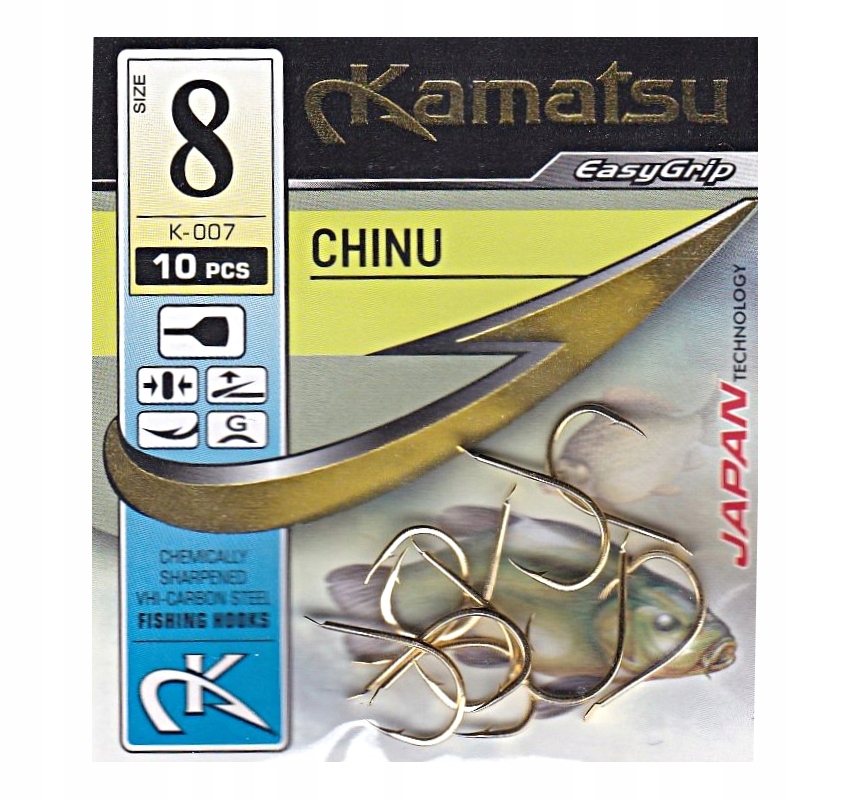 Haczyki Kamatsu Japan Chinu Gold Łopatka nr 8