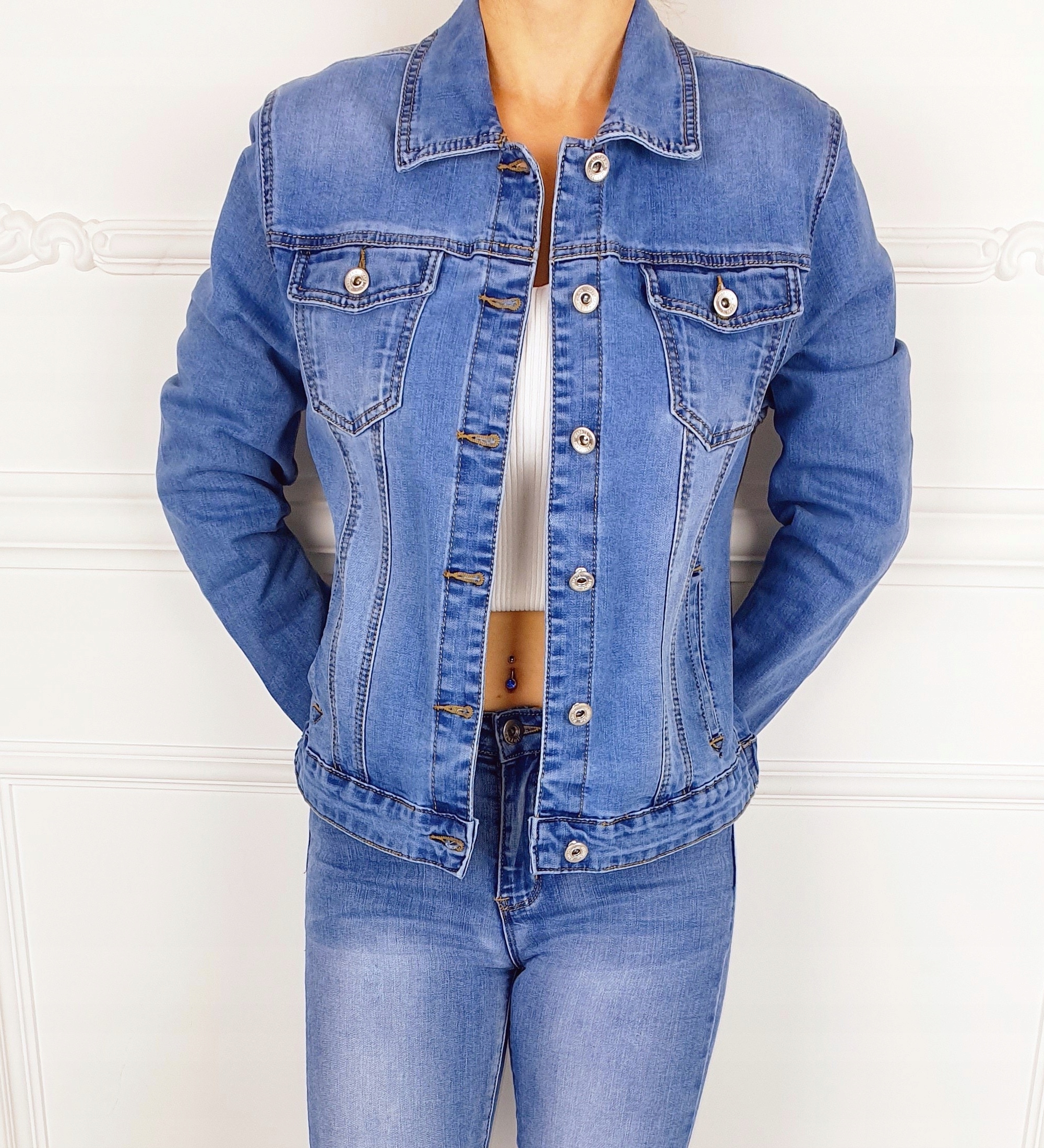 DAMSKA KATANA - KURTKA JEANSOWA Plus - Size Blue Rozmiar 48