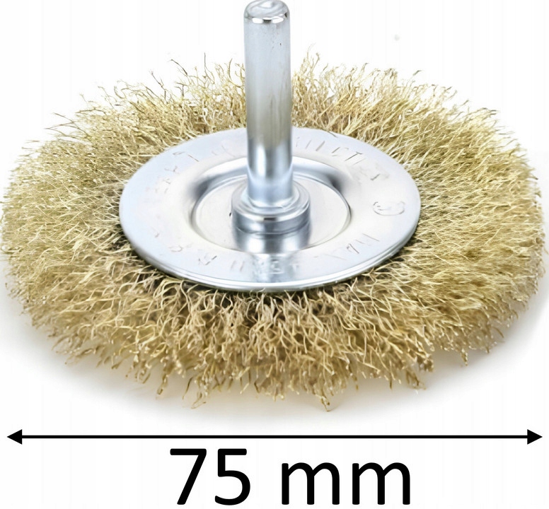 SZCZOTKA DRUCIANA TARCZOWA Z TRZPIENIEM 75MM DRUT MOSIĘŻNY 0,3MM Marka Hoegert Technik