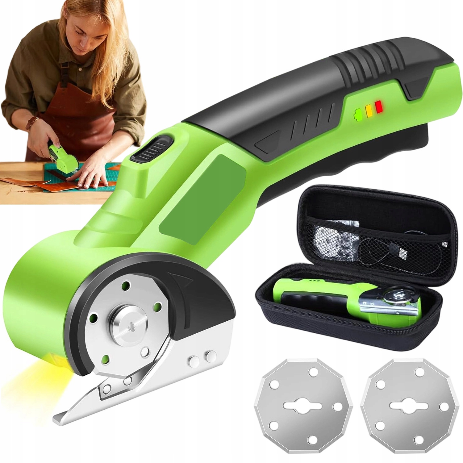 Nůž Na Řezání Tkanin Usb Bezdrátový Se 2 Čepelemi Led