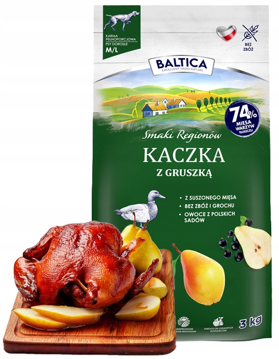Levně Baltica Adult Kachna s hruškou M/L bezobilné krmivo suché pro psa 3 kg