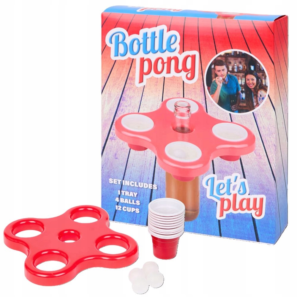 Gra Imprezowy Ping Pong Zestaw Tacka 4X Piłeczki 12X Kubki