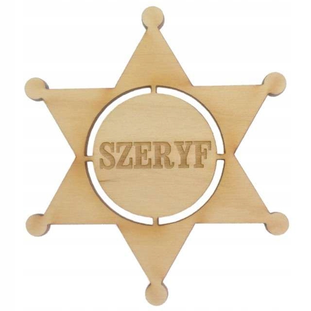 

drewniana odznaka Szeryf decoupage gadżet