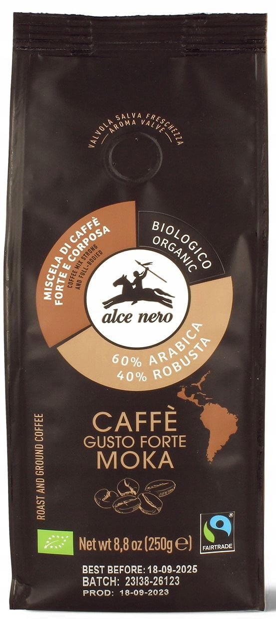 Levně Mletá Káva Arabica/robusta Strong Fair Trade Bio 250 g Alce Nero