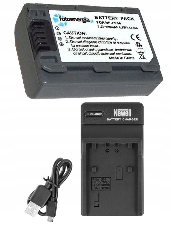 Usb nabíječka Newell Akumulátor Fotoenergie Náhradní díl pro Sony NP-FP50