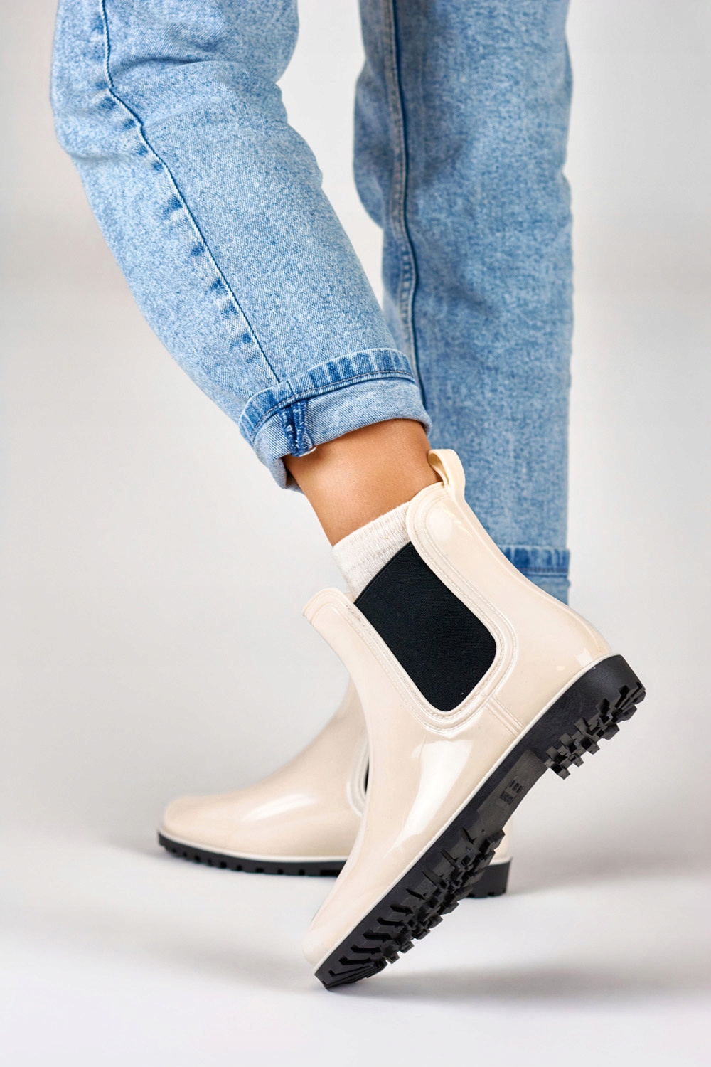 Klasyczne beżowe kalosze damskie r.38 Oryginalne opakowanie producenta pudełko