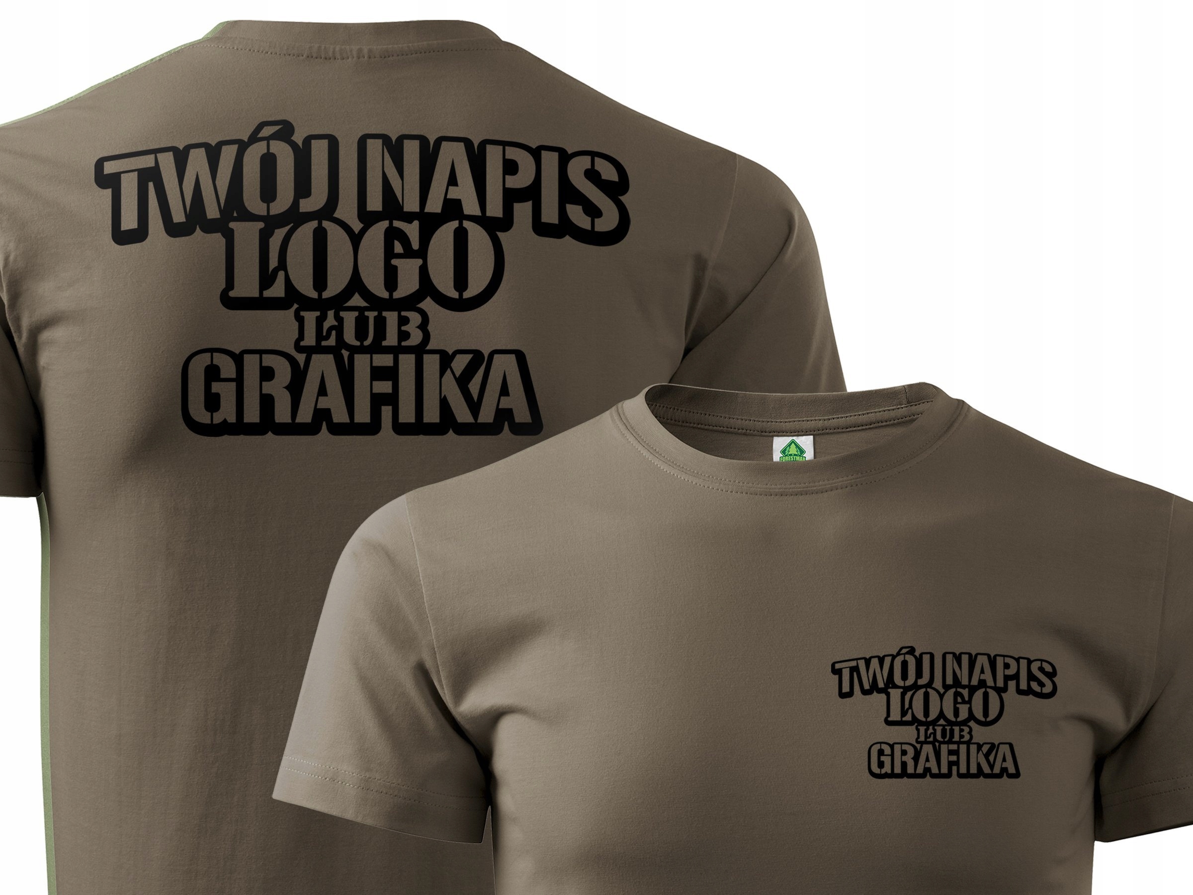

Bawełniany T-shirt moro z Własnym Tekstem Grafiką