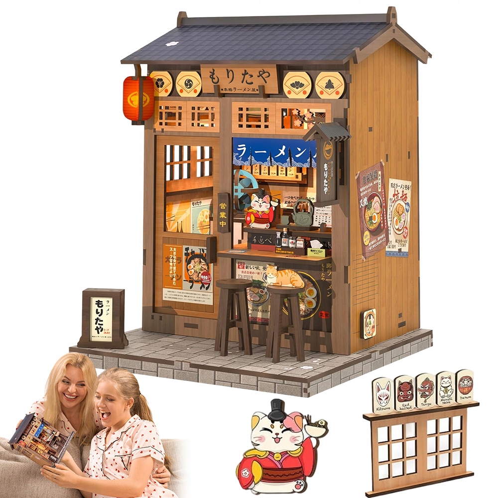 Drewniany Model Japońskiej Restauracji Ramen Domek między ksiązki3D