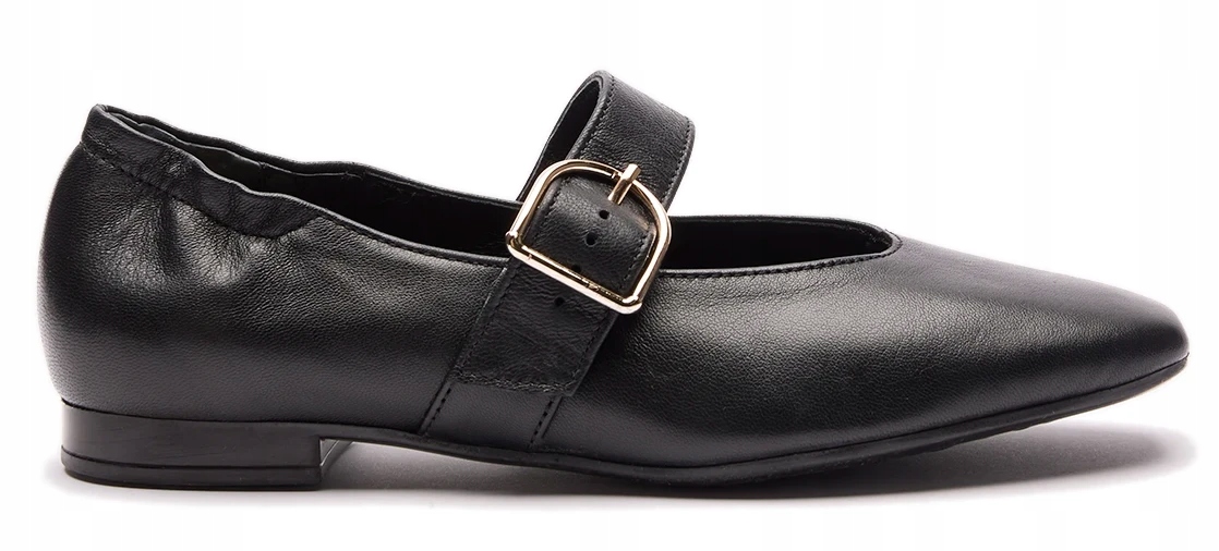 Černé Dámské Balerínky Z Hladké Kůže S Přezkou Dámské Módní Ryłko 36