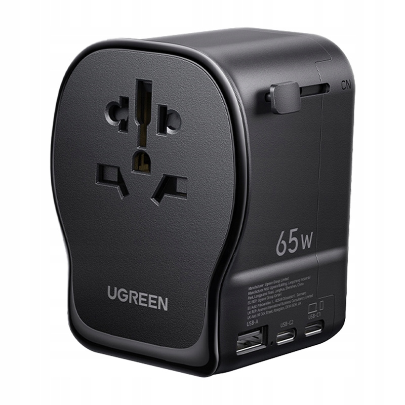 Univerzální Cestovní Adaptér Ugreen S550, Nabíječka 65 W, 3 Usb Porty