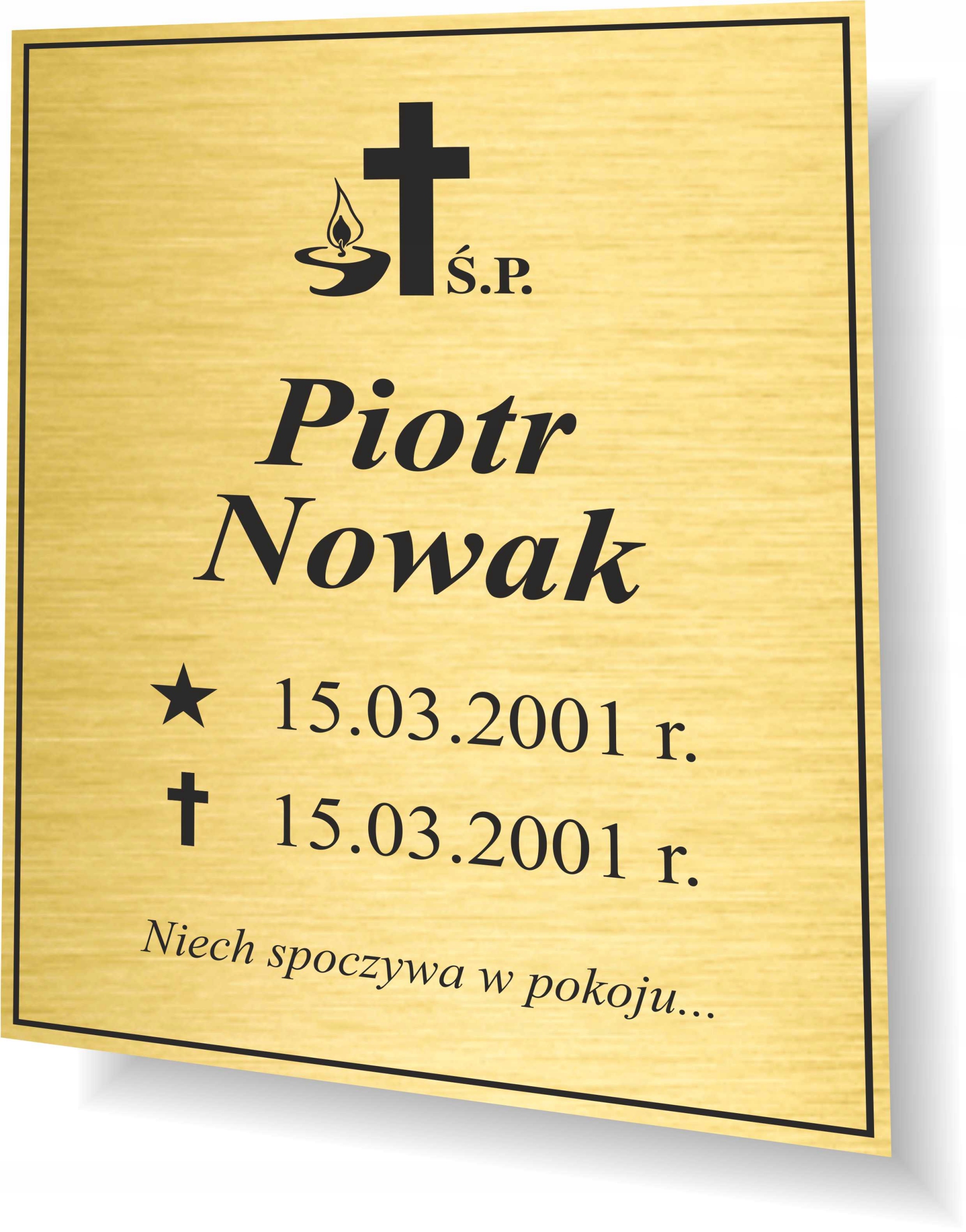 TABLICZKA na GRÓB NA KRZYŻ nagrobna