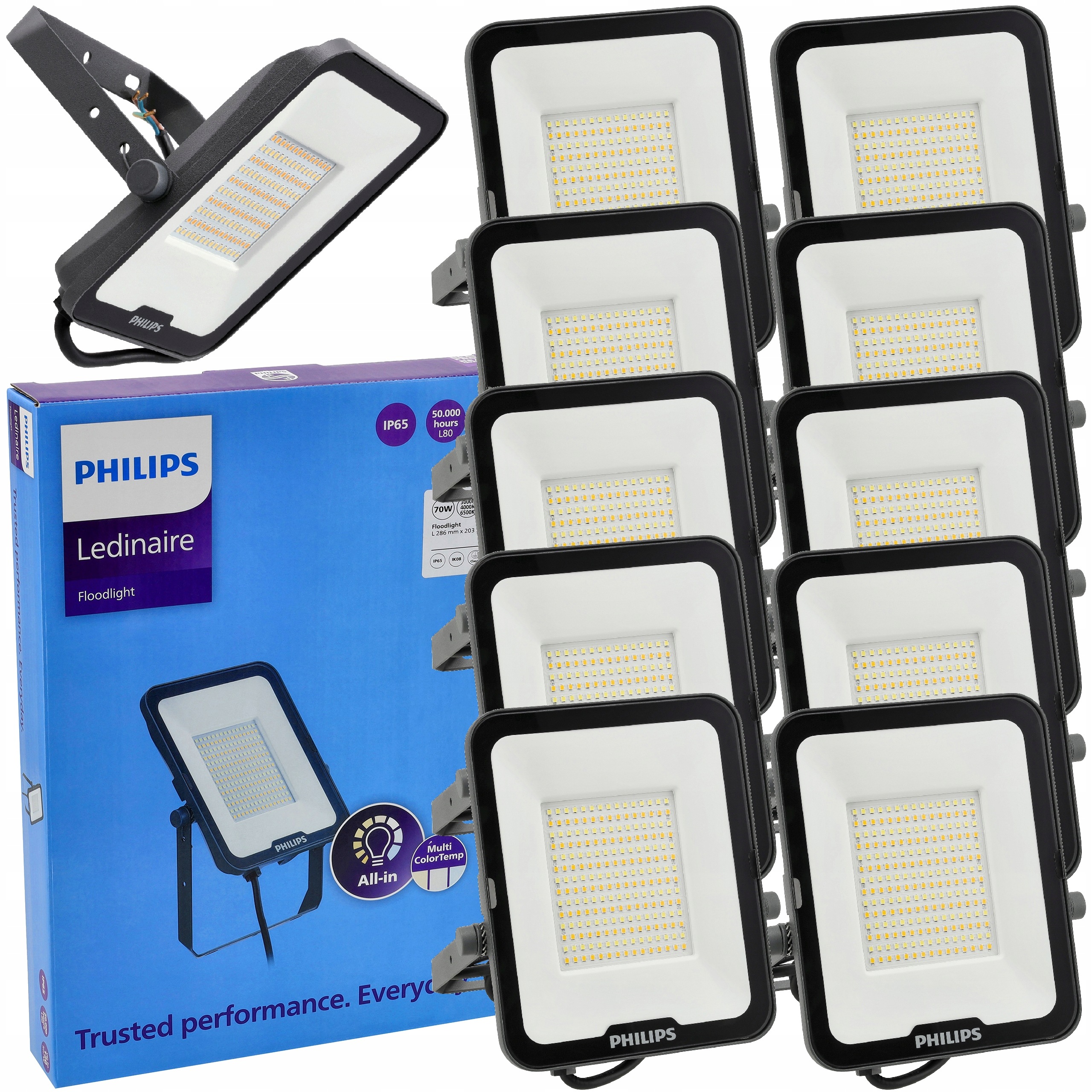 Philips Led reflektor 70W 8400lm Cct IP65 Lampa Ledinaire Halogen x10