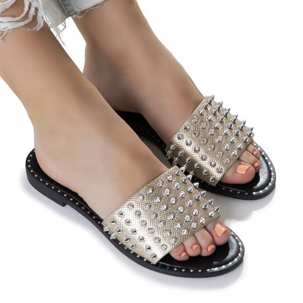 

Złote Damskie Klapki Zwierzęce Maurella 39